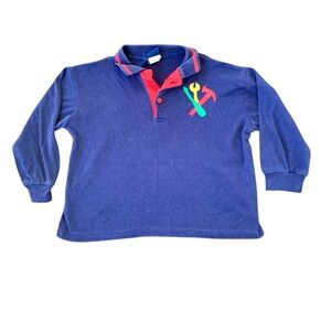 🌵Vintage Robert Jackson Boys Blue Construction Building Shirt Size 5🌵